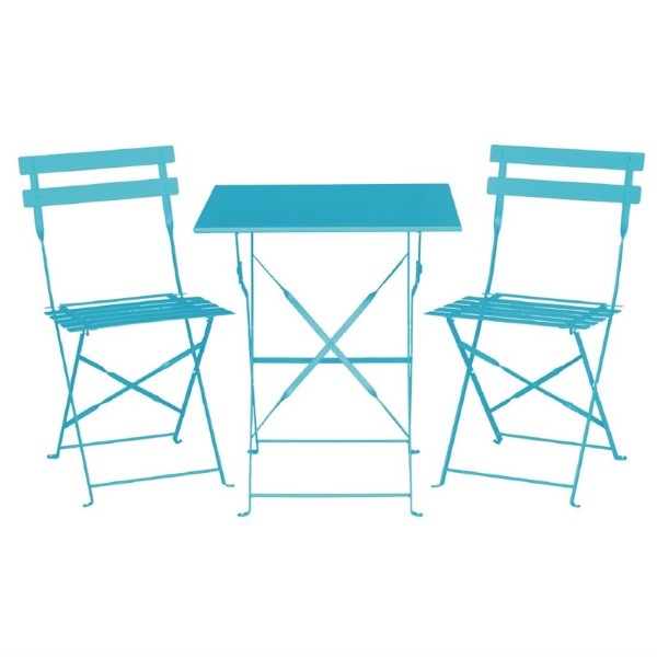 Bolero vierkante opklapbare stalen tafel turquoise 60cm